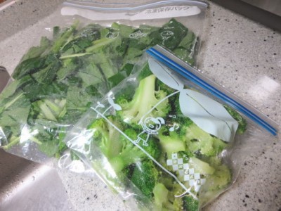 野菜の冷凍保存！小松菜、ブロッコリー、ごぼう。
