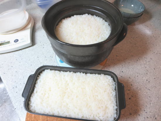 普通米と無洗米が炊けた