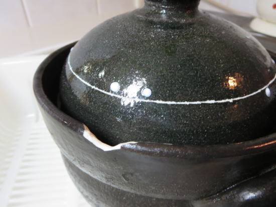 炊飯用土鍋(万古焼 ご飯釜 黒釉線紋)
